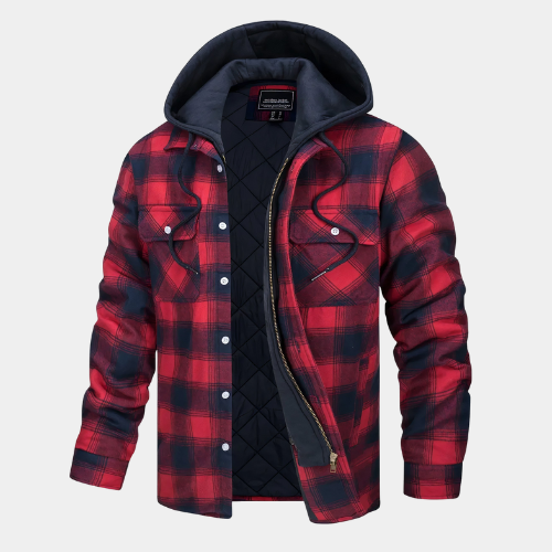 Magnus | Rutig Vinterjacka med Huvtröja