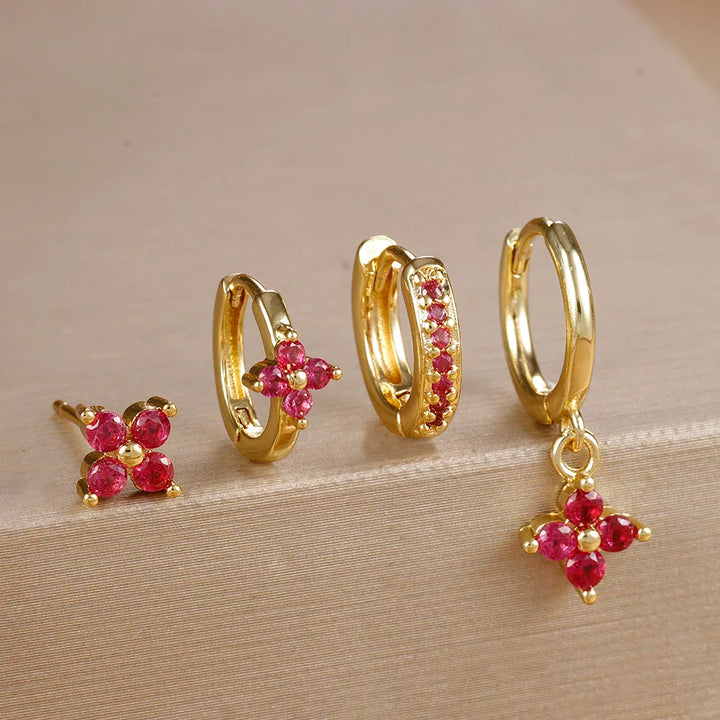 MILA FLOWER HOOP EARRING SET